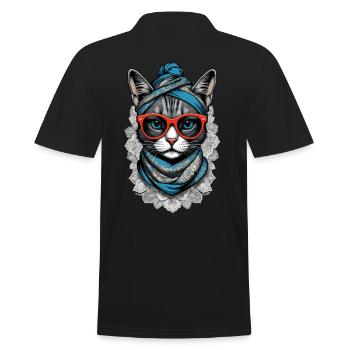 Cute Cat Mom Cat Lover Mom Style - Men's Polo Shirt - black - Back - Kai (181cm)
