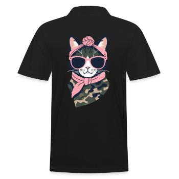 Cute Cat Mom Cat Lover Mom Style - Men's Polo Shirt - black - Back - Kai (181cm)