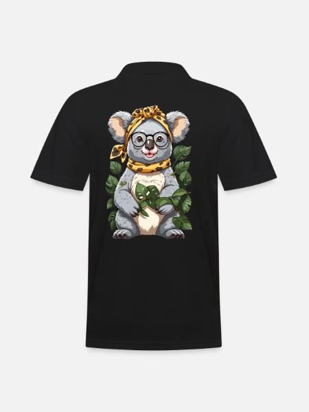 Drôle Koala Maman Mignon Koala Ours Amour - Polo Homme - noir