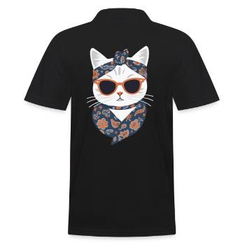 Cute Cat Mom Cat Lover Mom Style - Men's Polo Shirt - black - Back - Kai (181cm)
