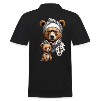 Funny Mama Bear Mother Bear Bear Lover - Men's Polo Shirt - black - Back - Kai (181cm)
