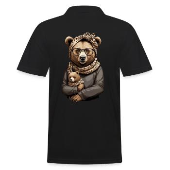 Funny Mama Bear Mother Bear Bear Lover - Men's Polo Shirt - black - Back - Kai (181cm)