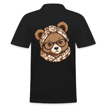 Funny Mama Bear Mother Bear Bear Lover - Men's Polo Shirt - black - Back - Kai (181cm)
