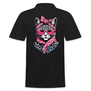 Cute Cat Mom Cat Lover Mom Style - Men's Polo Shirt - black - Back - Kai (181cm)