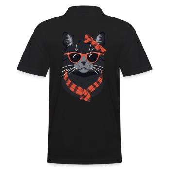 Cute Cat Mom Cat Lover Mom Style - Men's Polo Shirt - black - Back - Kai (181cm)
