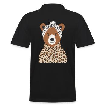 Funny Mama Bear Mother Bear Bear Lover - Men's Polo Shirt - black - Back - Kai (181cm)