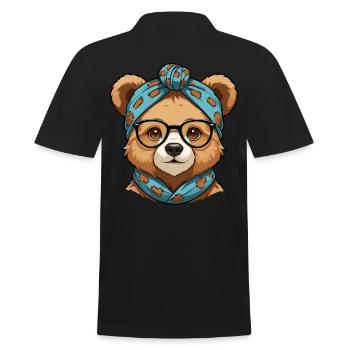 Funny Mama Bear Mother Bear Bear Lover - Men's Polo Shirt - black - Back - Kai (181cm)
