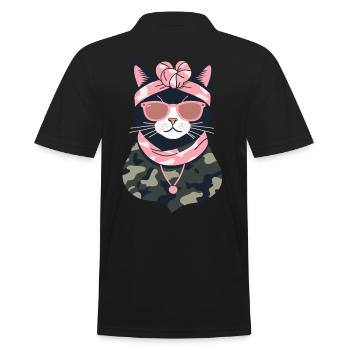 Cute Cat Mom Cat Lover Style - Men's Polo Shirt - black - Back - Kai (181cm)