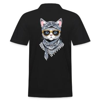 Cute Cat Mom Cat Lover Stylish - Men's Polo Shirt - black - Back - Kai (181cm)