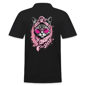Cute Cat Mom Cat Lover Mom Style - Men's Polo Shirt - black - Back - Kai (181cm)