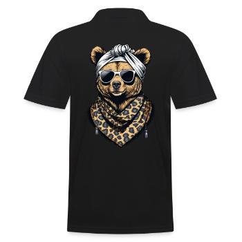 Funny Mama Bear Mother Bear Bear Lover - Men's Polo Shirt - black - Back - Kai (181cm)