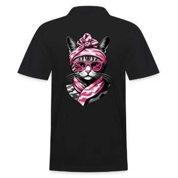 Cute Cat Mom Cat Lover Mom Style - Men's Polo Shirt - black - Back - Kai (181cm)