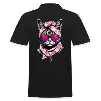 Cute Cat Mom Cat Lover Stylish - Men's Polo Shirt - black - Back - Kai (181cm)