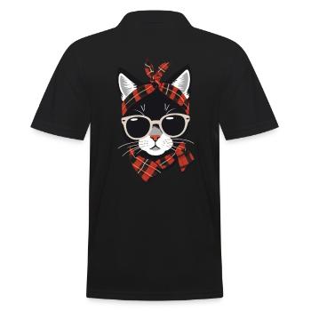 Cute Cat Mom Cat Lover Mom Style - Men's Polo Shirt - black - Back - Kai (181cm)