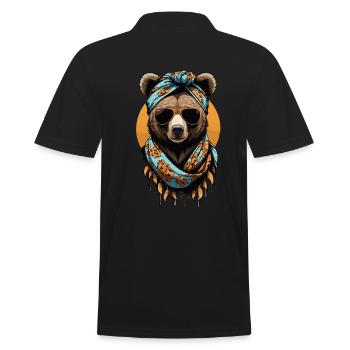 Funny Mama Bear Mother Bear Bear Lover - Men's Polo Shirt - black - Back - Kai (181cm)