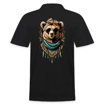 Funny Mama Bear Mother Bear Bear Lover - Men's Polo Shirt - black - Back - Kai (181cm)