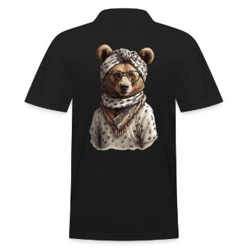 Funny Mama Bear Mother Bear Bear Lover - Men's Polo Shirt - black - Back - Kai (181cm)