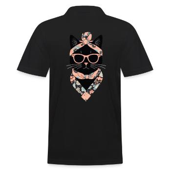 Cute Cat Mom Cat Lover Mom Style - Men's Polo Shirt - black - Back - Kai (181cm)