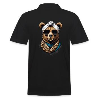 Funny Mama Bear Mother Bear Bear Lover - Men's Polo Shirt - black - Back - Kai (181cm)