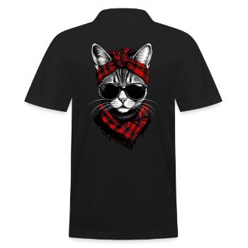 Cute Cat Mom Cat Lover Style - Men's Polo Shirt - black - Back - Kai (181cm)