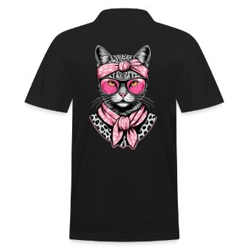 Cute Cat Mom Cat Lover Mom Style - Men's Polo Shirt - black - Back - Kai (181cm)