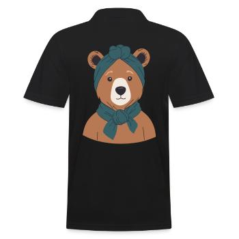 Funny Mama Bear Mother Bear Bear Lover - Men's Polo Shirt - black - Back - Kai (181cm)