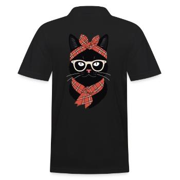 Cute Cat Mom Cat Lover Mom Style - Men's Polo Shirt - black - Back - Kai (181cm)