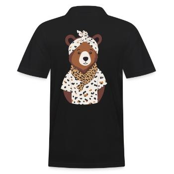 Funny Mama Bear Mother Bear Bear Lover - Men's Polo Shirt - black - Back - Kai (181cm)