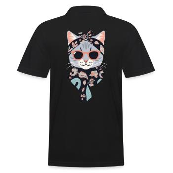 Cute Cat Mom Cat Lover Mom Style - Men's Polo Shirt - black - Back - Kai (181cm)