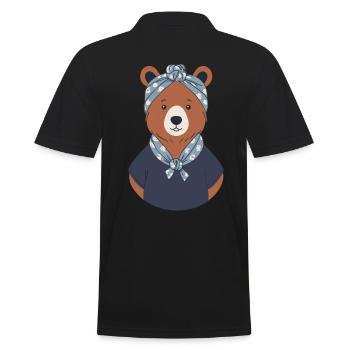 Funny Mama Bear Motif for Mother Bear Fans - Men's Polo Shirt - black - Back - Kai (181cm)
