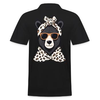 Funny Mama Bear Mother Bear Bear Lover - Men's Polo Shirt - black - Back - Kai (181cm)