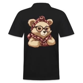 Funny Mama Bear Mother Bear Bear Lover - Men's Polo Shirt - black - Back - Kai (181cm)