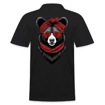 Funny Mama Bear Mother Bear Bear Lover - Men's Polo Shirt - black - Back - Kai (181cm)