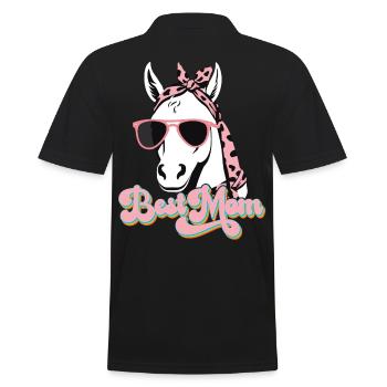 Mama Pferd Pferdeliebhaber Mutter Stilvolle Liebe - Männer Poloshirt - Schwarz - Hinten - Kai (181cm)
