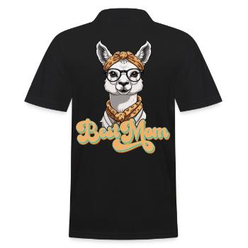 Llama Loving Mom Funny Mom Design - Men's Polo Shirt - black - Back - Kai (181cm)