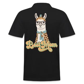 Llama Loving Mom Funny Mom Design - Men's Polo Shirt - black - Back - Kai (181cm)