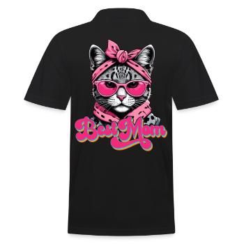 Best Mom Cute Cat Mom Style - Men's Polo Shirt - black - Back - Kai (181cm)