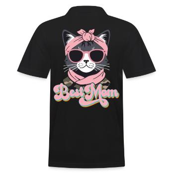 Cat Mom With Style Best Mom Cute Cat - Men's Polo Shirt - black - Back - Kai (181cm)