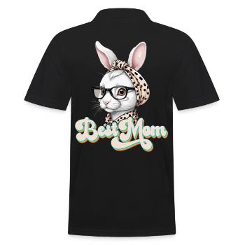 Mama Hase Süßer Osterhase Hasenliebhaber Mutti - Männer Poloshirt - Schwarz - Hinten - Kai (181cm)