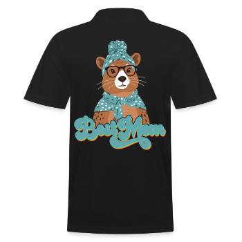 Capymama Lustige Capybara Mutter Liebe - Männer Poloshirt - Schwarz - Hinten - Kai (181cm)