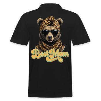 Funny Mom Bear Mother Bear Bear Lover - Men's Polo Shirt - black - Back - Kai (181cm)