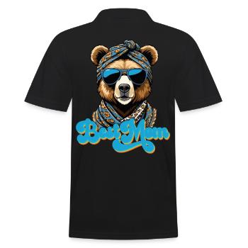 Best Mom Funny Mama Bear Mother Bear Design - Men's Polo Shirt - black - Back - Kai (181cm)