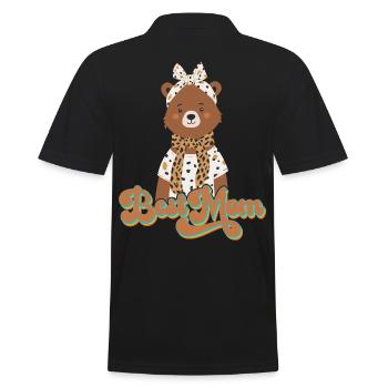 Best Mom Funny Mama Bear Mother Bear Design - Men's Polo Shirt - black - Back - Kai (181cm)