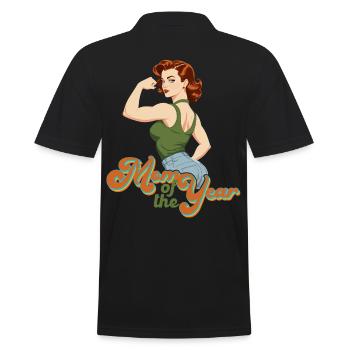 Mutter des Jahres Stolze Beste Mama Design - Männer Poloshirt - Schwarz - Hinten - Kai (181cm)