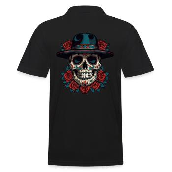 Dia De Muertos Mexico Sugar Skull Skull Design - Men's Polo Shirt - black - Back - Kai (181cm)