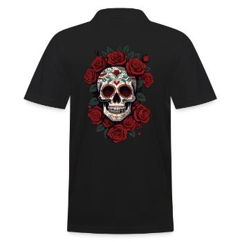 Dia De Muertos Zuckerschädel Mexikanischer - Männer Poloshirt - Schwarz - Hinten - Kai (181cm)