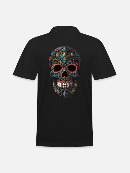 Dia De Muertos Cukrowa Czaszka Meksykańska - Koszulka polo męska - czarny