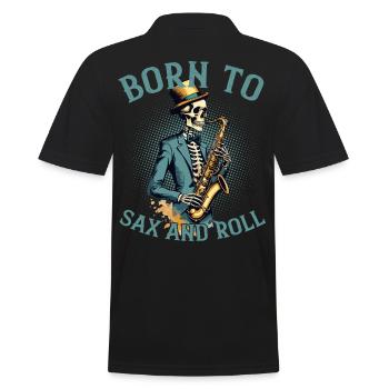 Sax and Roll Funny Saxophone Jazz Music Design - Men's Polo Shirt - black - Back - Kai (181cm)