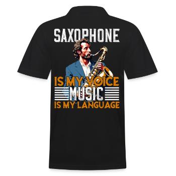 Funny Saxophone Design for Jazz Music Lovers - Men's Polo Shirt - black - Back - Kai (181cm)