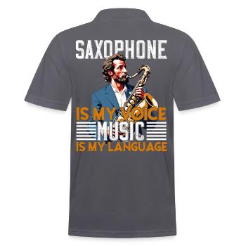 Conception de saxophone amusante pour les amateurs de musique jazz - Polo Homme - charbon - Dos - Nico (186cm)